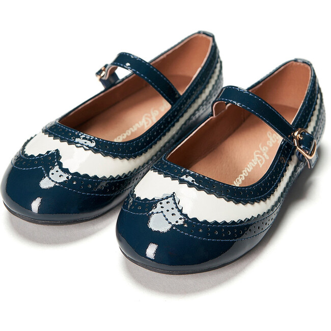 Erica Retro Glossy Patent Leather Mary Jane Shoes, Navy - Mary Janes - 2