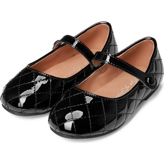 Coco Patent Leather Quilt Mary Jane Shoes, Black