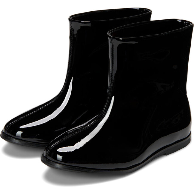 Lila Patent Leather Straight Boots, Black