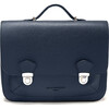 Boston Leather School Bag, Navy - Backpacks - 3 - thumbnail