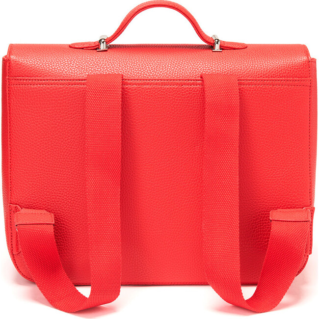 Boston Leather School Bag, Red - Backpacks - 5