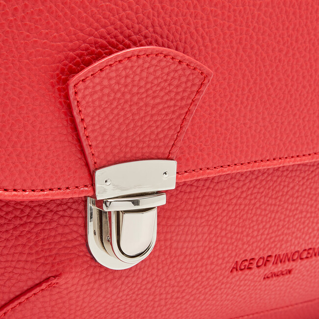 Boston Leather School Bag, Red - Backpacks - 6