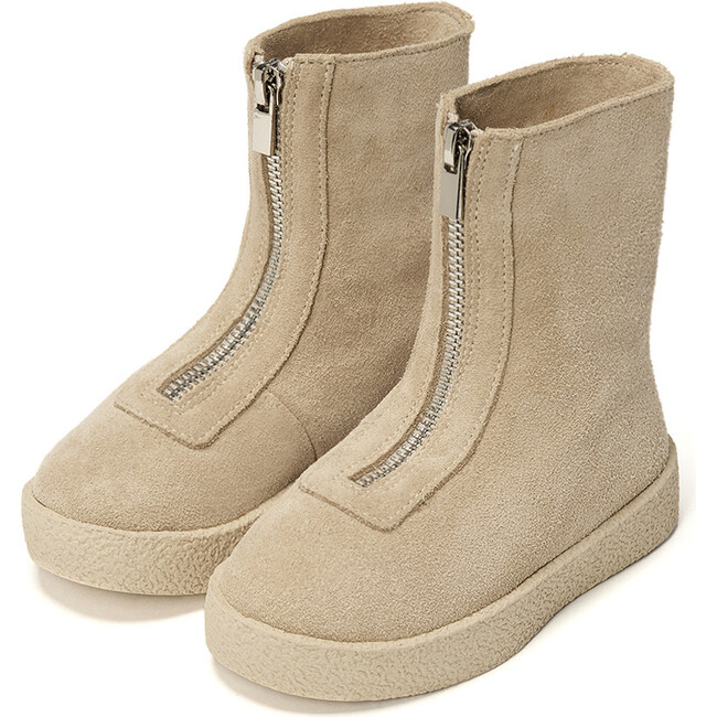 Leah Suede High Boots, Light Beige