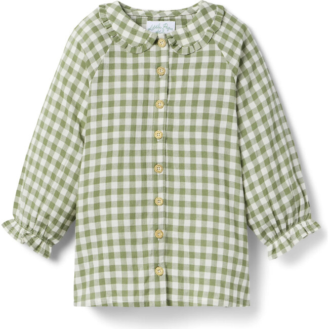 Goldie Long Sleeve Dress, Green Gingham