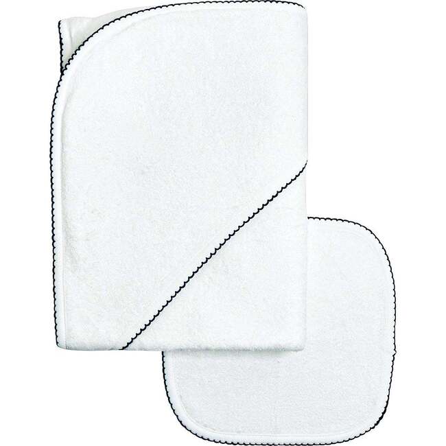 Terry/Picot Baby Towel + Wash Set in Navy