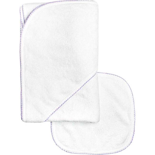 Terry/Picot Baby Towel + Wash Set in Lavender