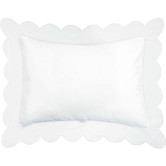 Scalloped Trim Pillow in White