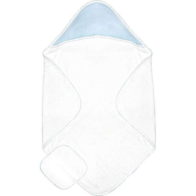Popcorn Baby Towel + Wash Set in Light Blue