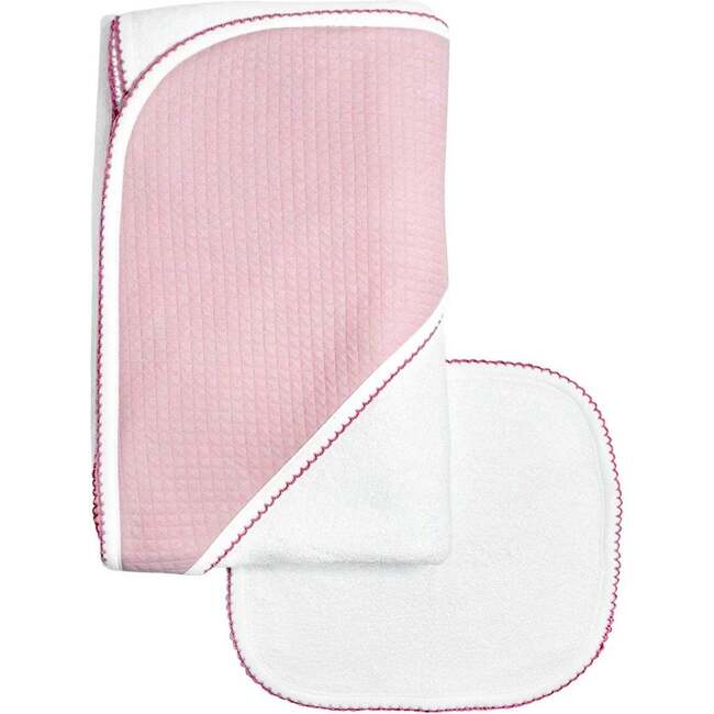 Diamond Baby Towel + Wash Set in Pink/Rosewood