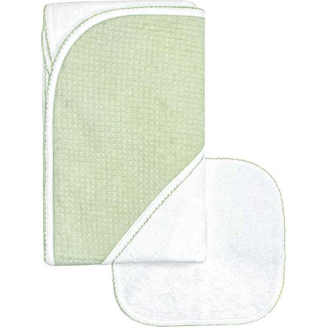 Diamond Baby Towel + Wash Set in Pistachio