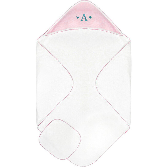Diamond Baby Towel + Wash Set in Pink/Rosewood - Burp Cloths - 3