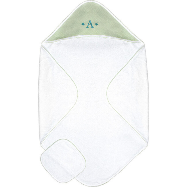 Diamond Baby Towel + Wash Set in Pistachio - Burp Cloths - 3