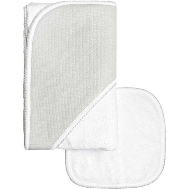 Diamond Baby Towel + Wash Set in Grey