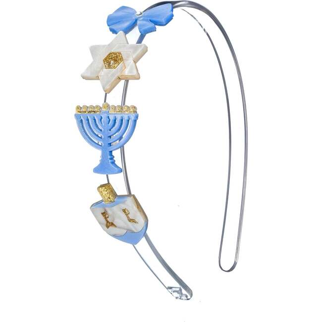 Star Menorah Dreidel Blue Headband