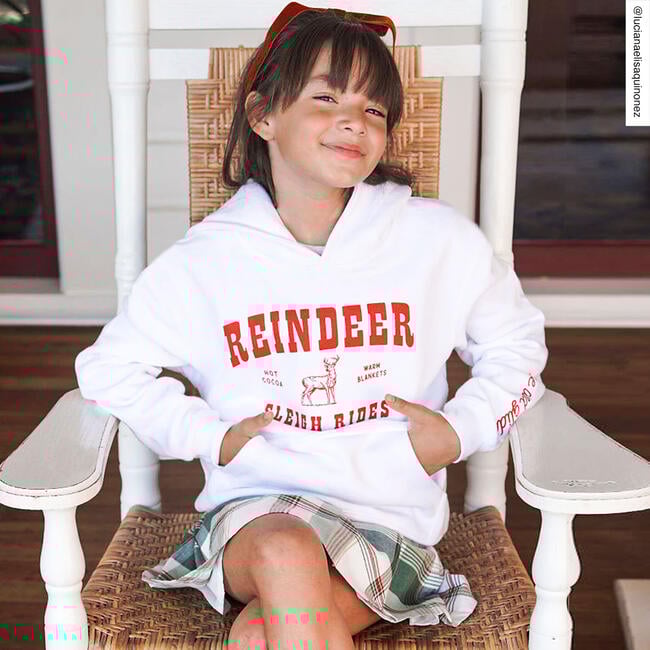 Reindeer Hoodie, White - Sweatshirts - 3