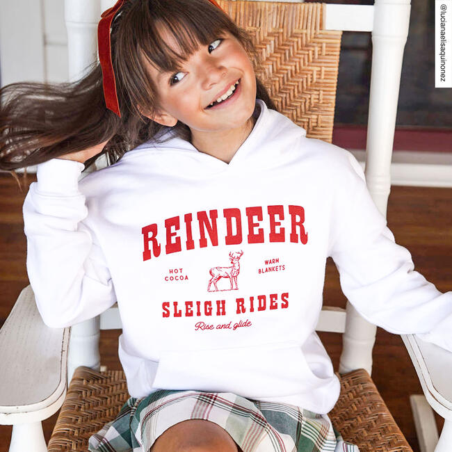 Reindeer Hoodie, White - Sweatshirts - 4
