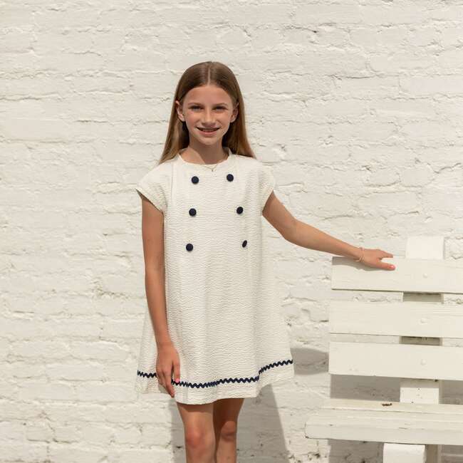 Isabel Dress, Classic White Seersucker
