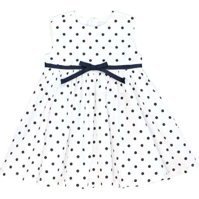 Betsy Dress, Narragansett Navy Polka Dots