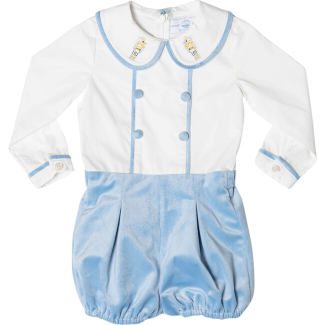 Long Sleeve Barrett Bubble, Bay Tree Blue Velvet - Onesies - 1
