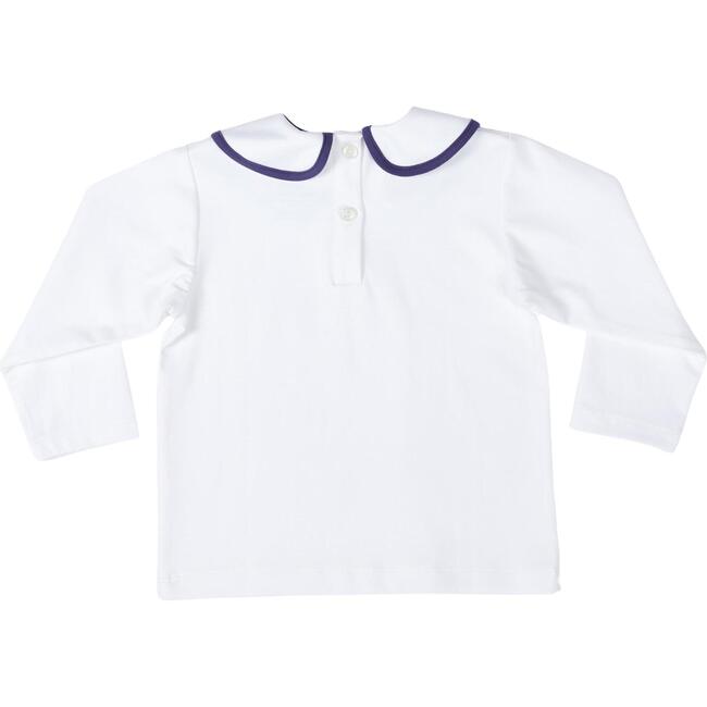Teddy Peter Pan Collar Long Sleeve 2-Buttoned Shirt, Narragansett Navy - Shirts - 2