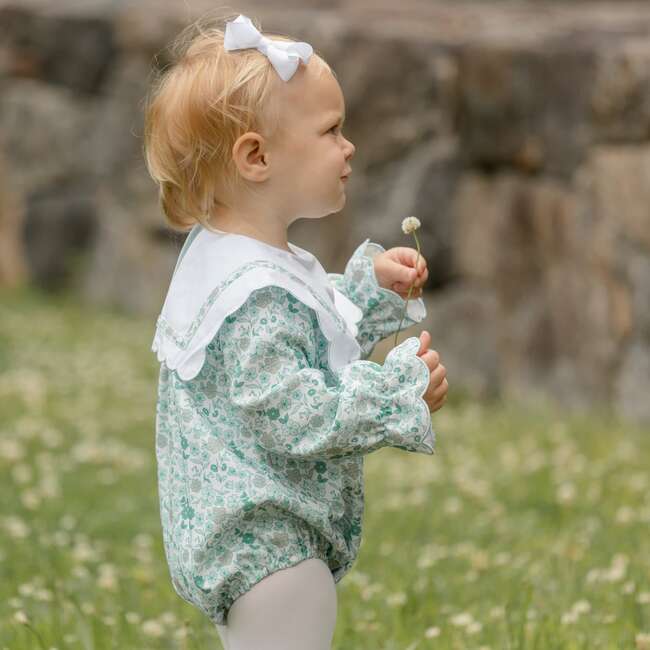 Isla Floral Embroidered Ruffle Collar Long Sleeve Snap Bubble, Fairfax - Onesies - 5