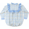 Nora Plaid Velvet Ruffle Neck Long Sleeve Bubble, Pembroke - Onesies - 6 - thumbnail