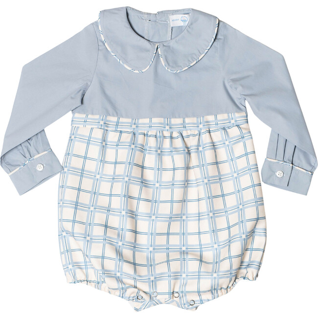 Beau Plaid Peter Pan Collar Long Sleeve Cuff Button Bubble, Pembroke - Onesies - 1