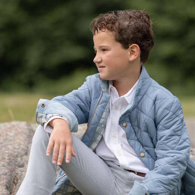 Bradley Barn High Collar Long Sleeve Quilted Jacket, Bay Tree Blue