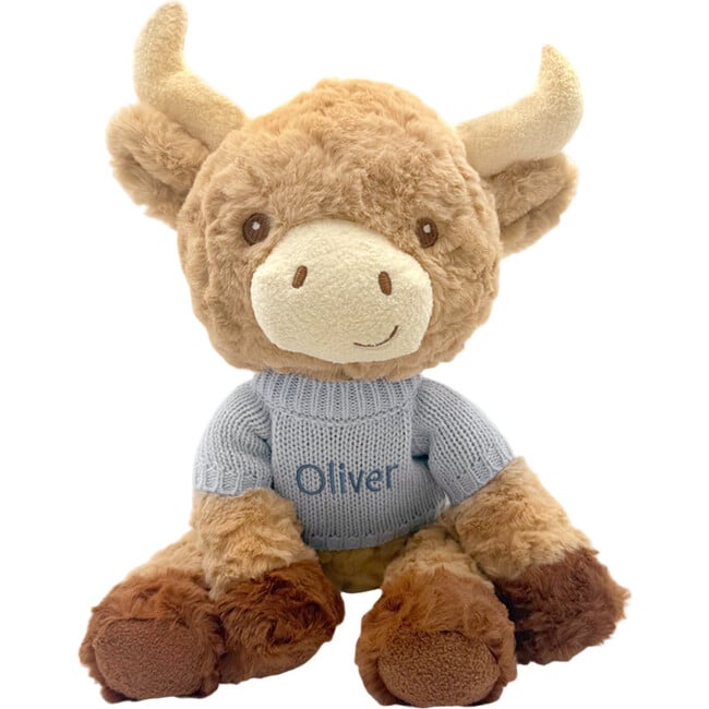 Personalized Harriet Highland Cow Soft Toy, Blue