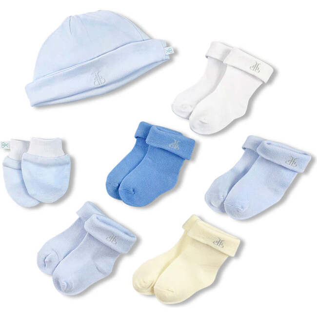 Personalized Harriet Highland Cow Welcome Baby Hamper, Blue - Mixed Apparel Set - 5