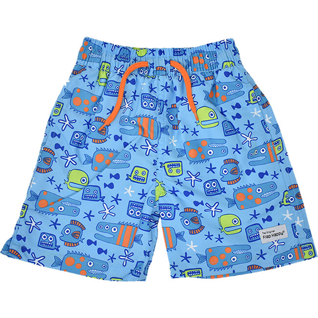 UPF 50 Wesley Swim Trunks with Mesh Liner, Something's Fishy - Swim Trunks - 1