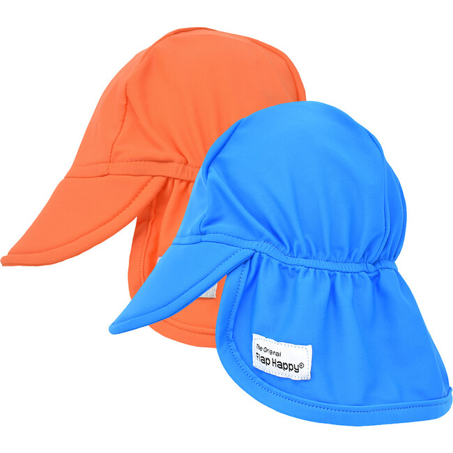 Swim Flap Hat 2 Pack, Ocean & Orange