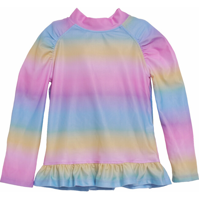 Ruffle Rash Guard, Rainbow Ombre - Rash Guards - 1