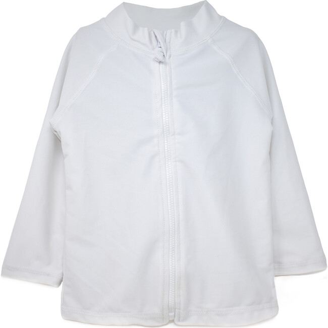 UPF 50 Zip Front Swim Jacket, White - Rash Guards - 1