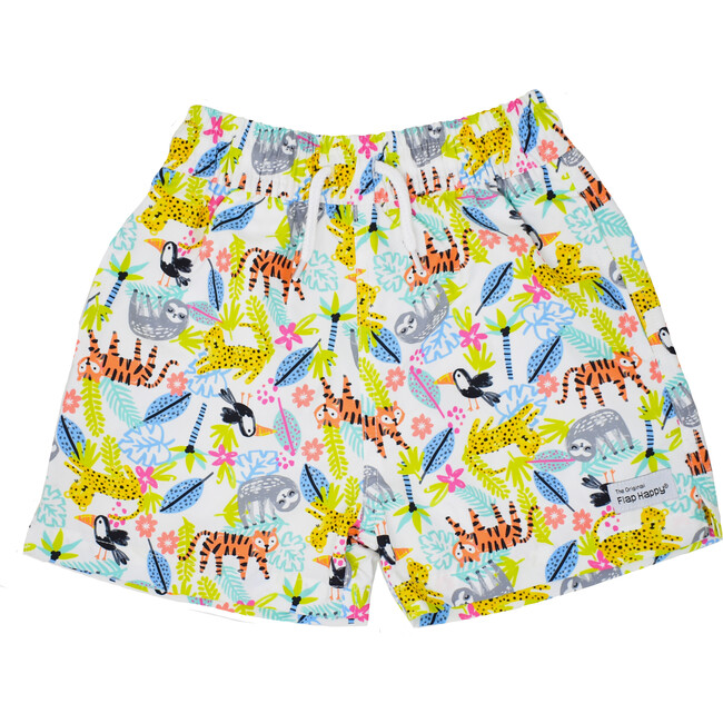 UPF 50+ Wesley Swim Trunks With Mesh Liner, Wild Jungle