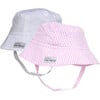 Bucket Hat 2 Pack, Pink Stripe Seersucker & White - Sun Hats - 1 - thumbnail