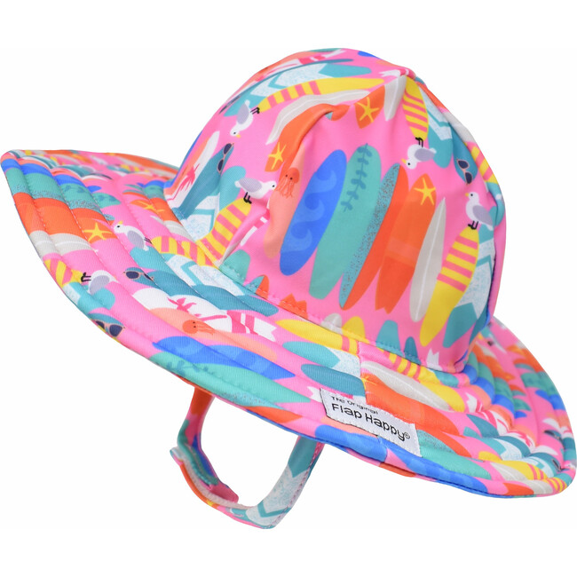 UPF 50+ Summer Splash Swim Hat, Pink Beach Boards