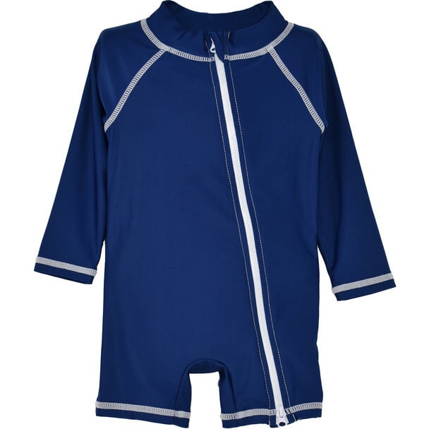 UPF 50 Shortie Surf Swimsuit, Navy - Rash Guards - 1