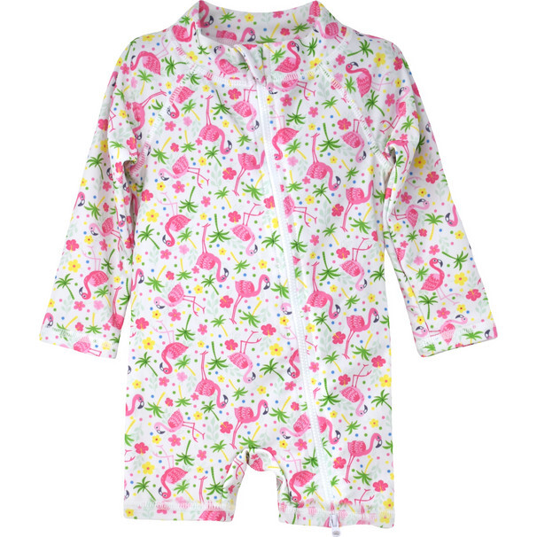 UPF 50 Shortie Surf Swimsuit, Flamingo Party - Rash Guards - 1
