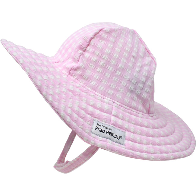 UPF 50 Summer Splash Swim Hat, Pink Gingham Seersucker - Sun Hats - 1