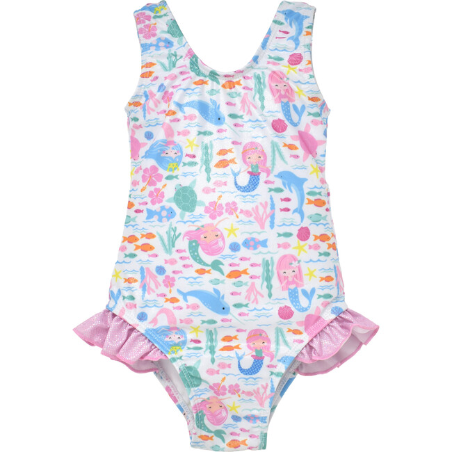 UPF 50 Delaney Hip Ruffle Swimsuit, Fantasea Mermaid - One Pieces - 1