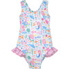 UPF 50 Delaney Hip Ruffle Swimsuit, Fantasea Mermaid - One Pieces - 1 - thumbnail