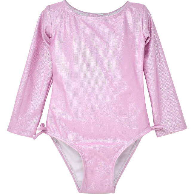 UPF 50 Charlie L/S Rash Guard Swimsuit, Sparkling Sunset Pink - One Pieces - 1