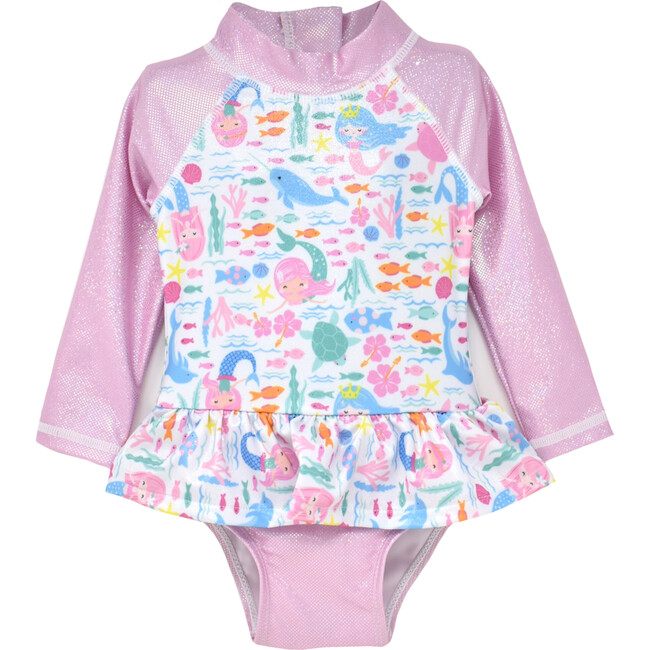 UPF 50 Alissa Infant Ruffle Rash Guard Swimsuit, Fantasea Mermaid - One Pieces - 1