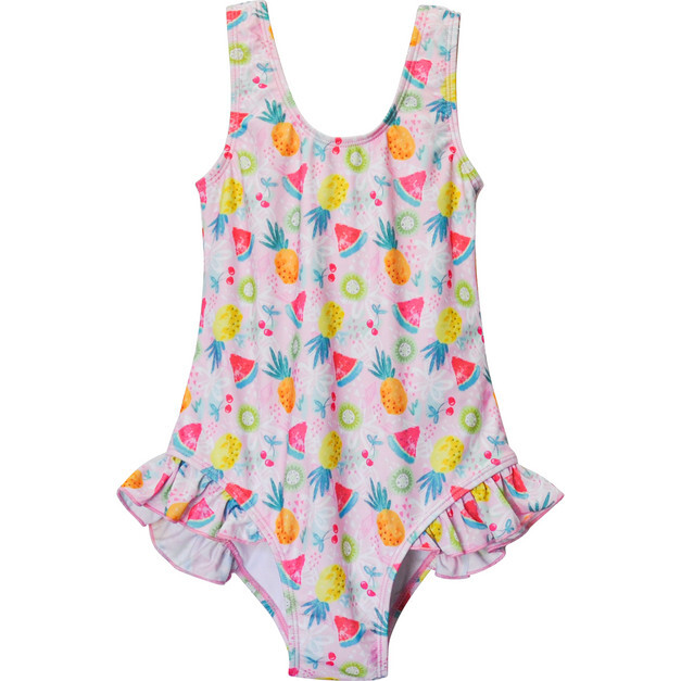 UPF 50 Delaney Hip Ruffle Swimsuit, Fruit Fiesta - One Pieces - 1