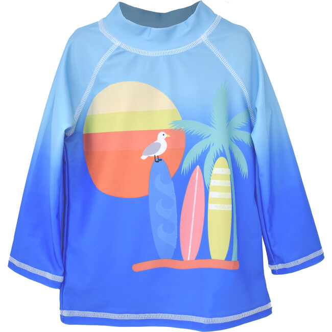 UPF 50+ Graphic Rash Guard Swim Top, Surfing Safari
