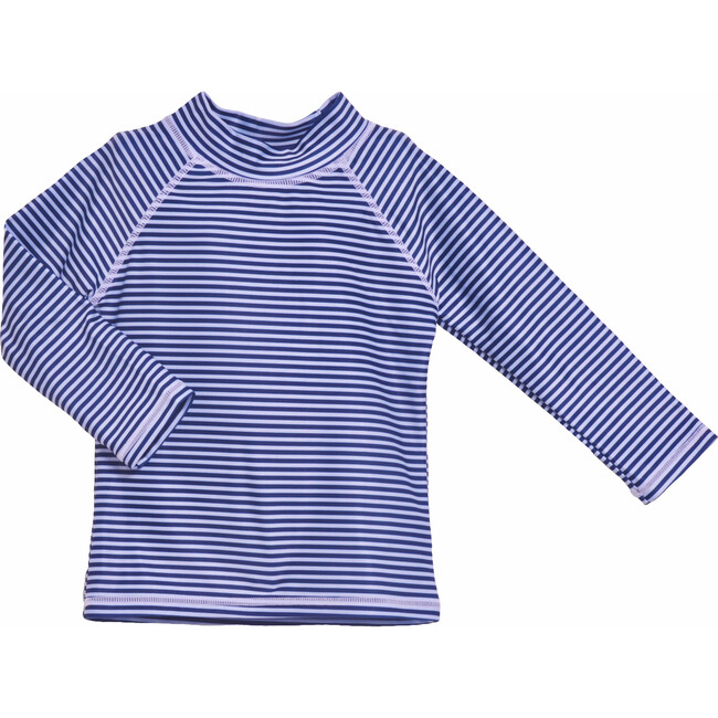 Graphic Rash Guard Swim Top, Navy Preppy Stripe