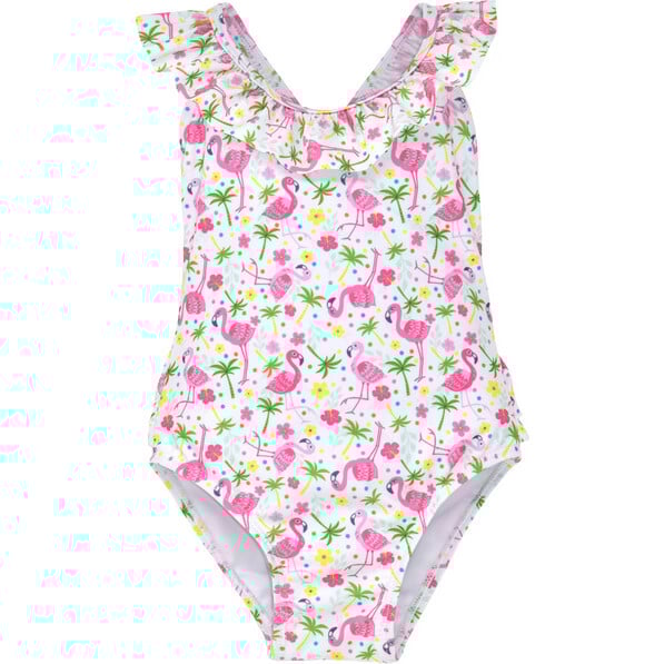 UPF 50 Mindy Crossback Swimsuit, Flamingo Party - One Pieces - 1