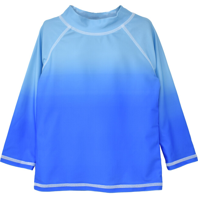 UPF 50+ Graphic Rash Guard Swim Top, Blue Ombre