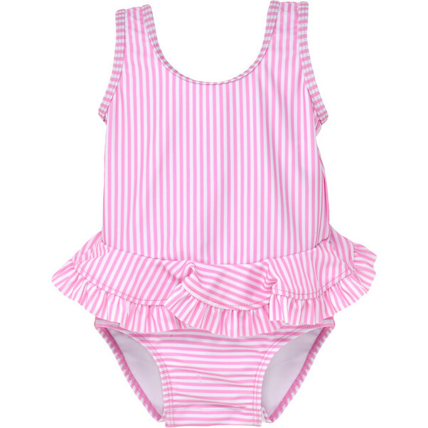 UPF 50 Stella Infant Ruffle Swimsuit, Sweet Pink Stripe - One Pieces - 1